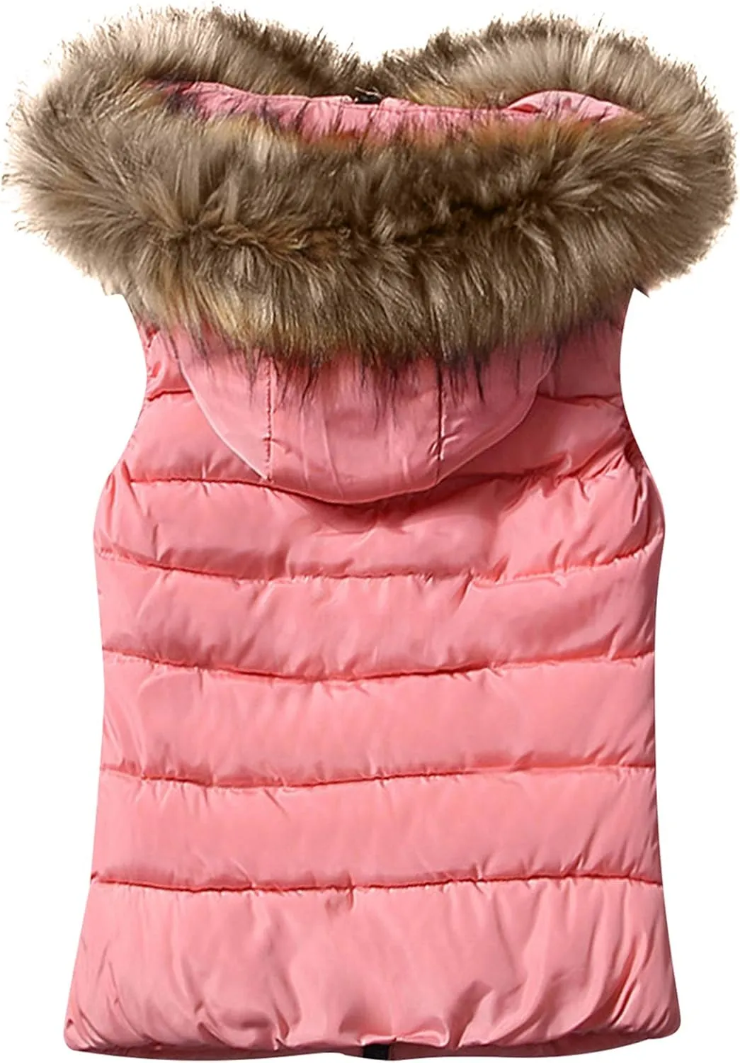 FLITAY Women's Sleeveless Hoodie Vest Quilted Winter Slim Fit Vest Coat