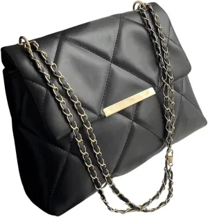 Floerns Women's Quilted Tote Bag Square Bag Leather Clutch Purse Flap Shoulder Bag