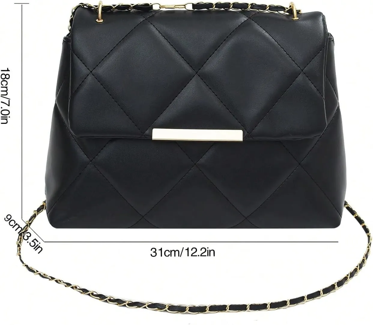 Floerns Women's Quilted Tote Bag Square Bag Leather Clutch Purse Flap Shoulder Bag