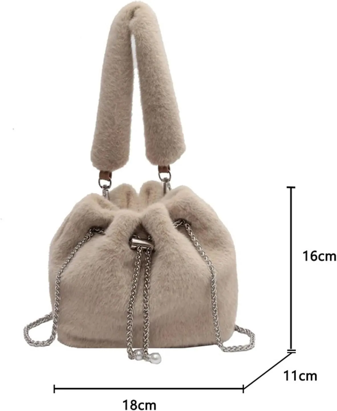Fluffy Tote Bag Handle Tote Bags for Women Winter Bucket Bag Trend Small Soft Faux Fur Kawaii Handbags and Purse(Pink)
