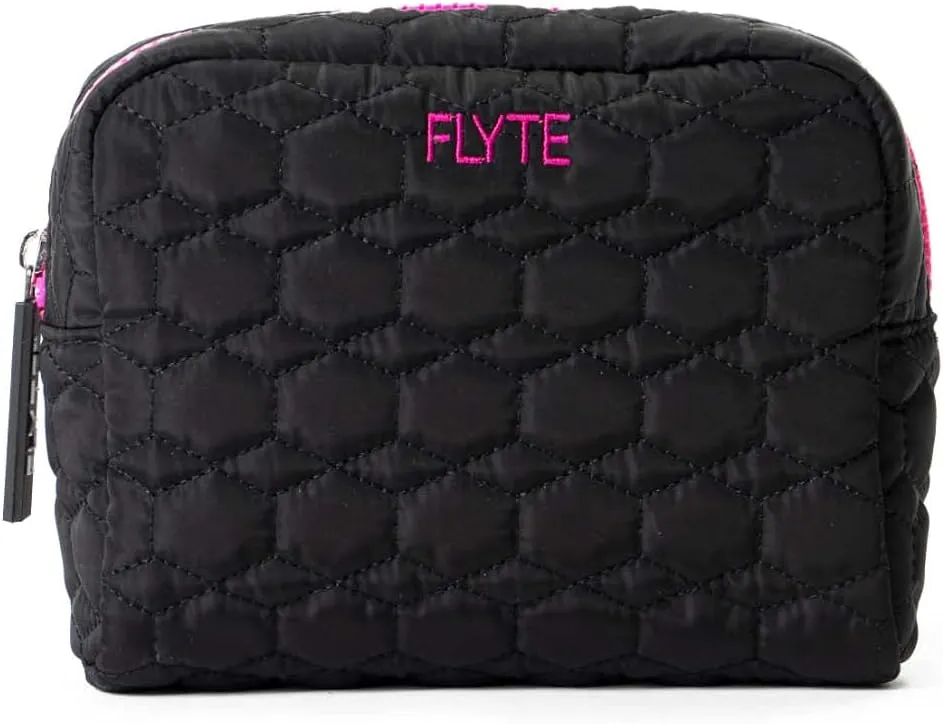FLYTE Valentina Bag | Travel Quilted Cosmetic Bag | Black