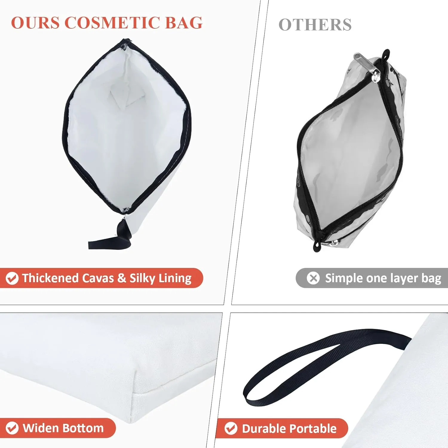Fmeida 2 Pcs Initial Canvas Tote Bag with Makeup Bag Personalized Monogrammed Gift Reusable Grocery Bags for Women Bridesmaids Bachelorette Party Weddings Birthdays, Letter D