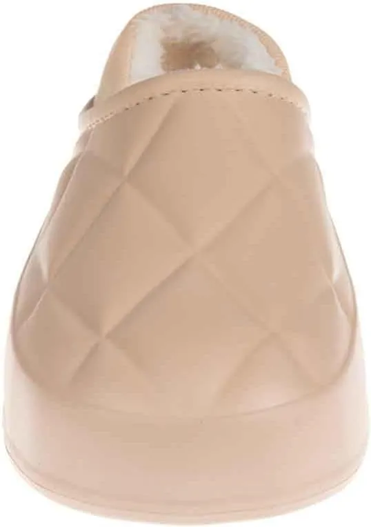 Foamwalk Women's Platform Clogs - Quilted Fuzzy Clogs for Women, Faux Fur Lined Fall Slippers for Women