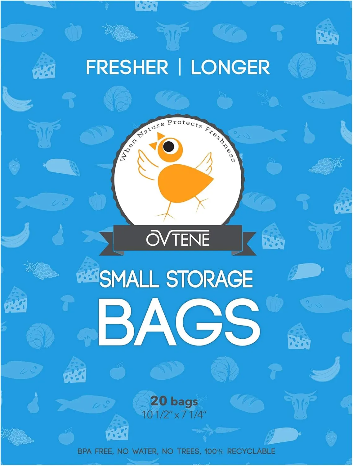 Food Storage Bags for Cheese, Meat, and Produce - Keeps Food Fresher Longer (20 Small bags 10.5"x7.25")