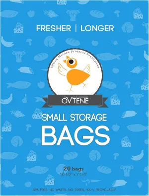 Food Storage Bags for Cheese, Meat, and Produce - Keeps Food Fresher Longer (20 Small bags 10.5"x7.25")