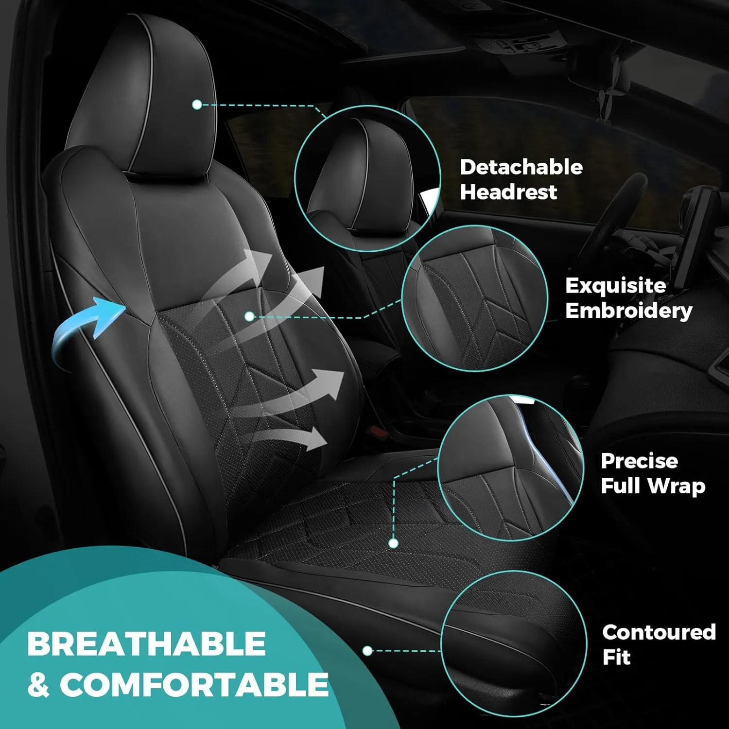 for Toyota RAV4 Seat Covers 2019-2025 Hybrid XLE LE Limited XLE Premium (Not for XSE/SE Hybrid) - Custom Faux Leather Car Seat Covers Full Set - Black