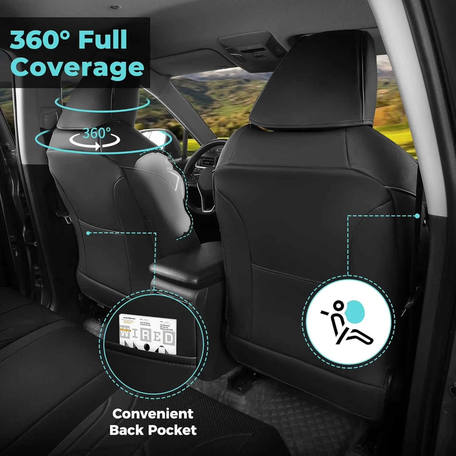 for Toyota RAV4 Seat Covers 2019-2025 Hybrid XLE LE Limited XLE Premium (Not for XSE/SE Hybrid) - Custom Faux Leather Car Seat Covers Full Set - Black