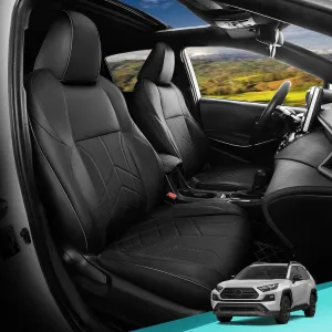 for Toyota RAV4 Seat Covers 2019-2025 Hybrid XLE LE Limited XLE Premium (Not for XSE/SE Hybrid) - Custom Faux Leather Car Seat Covers Full Set - Black