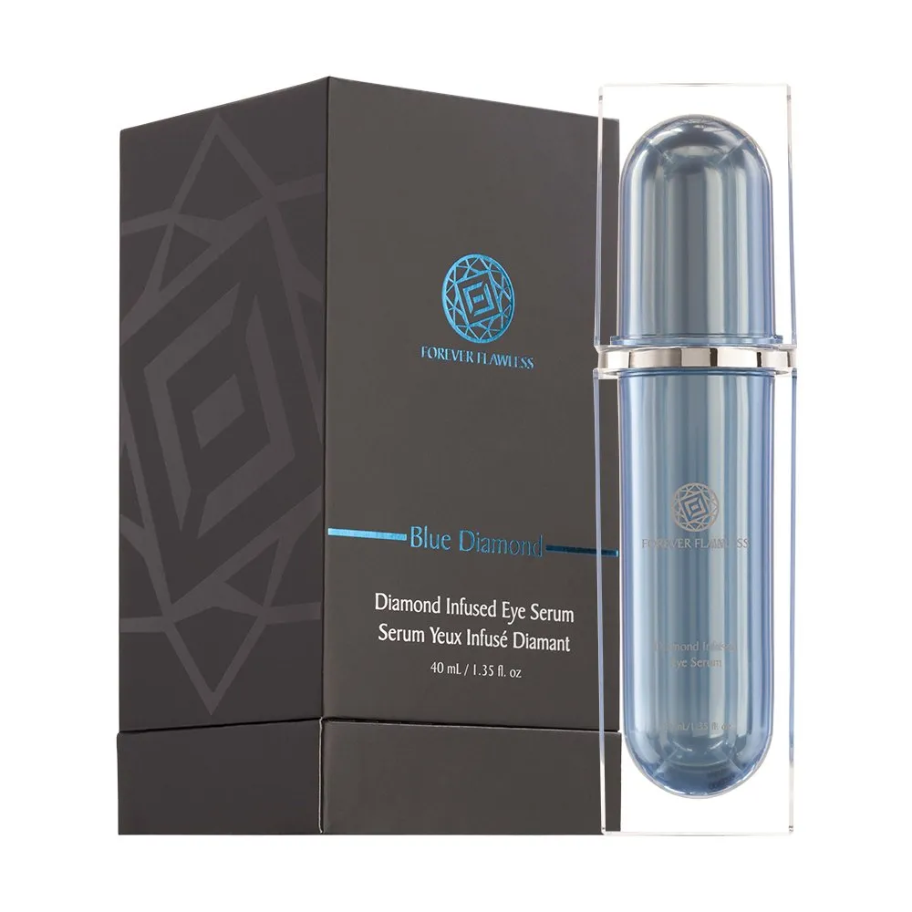 Forever Flawless Diamond Infused Eye Serum. Blue Diamond Eye Serum Formulated to Diminish Puffiness, Bags, Dark Circles, Wrinkles, and Fine-Lines around the Eyes.