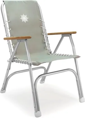 FORMA MARINE High Back Deck Chair, Boat Chair, Folding, Anodized, Aluminium, Light Grey, Model M150G