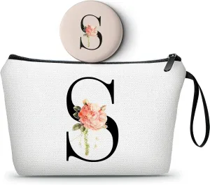 Friend Gifts for Women,Sister Birthday Gift Ideas,Womens Gifts,Gifts for Women Birthday Unique,Makeup Bag with Mirror,Makeup Bag for Purse,Personalized Gifts,Gifts for Mom,Christmas Gifts,Letter S