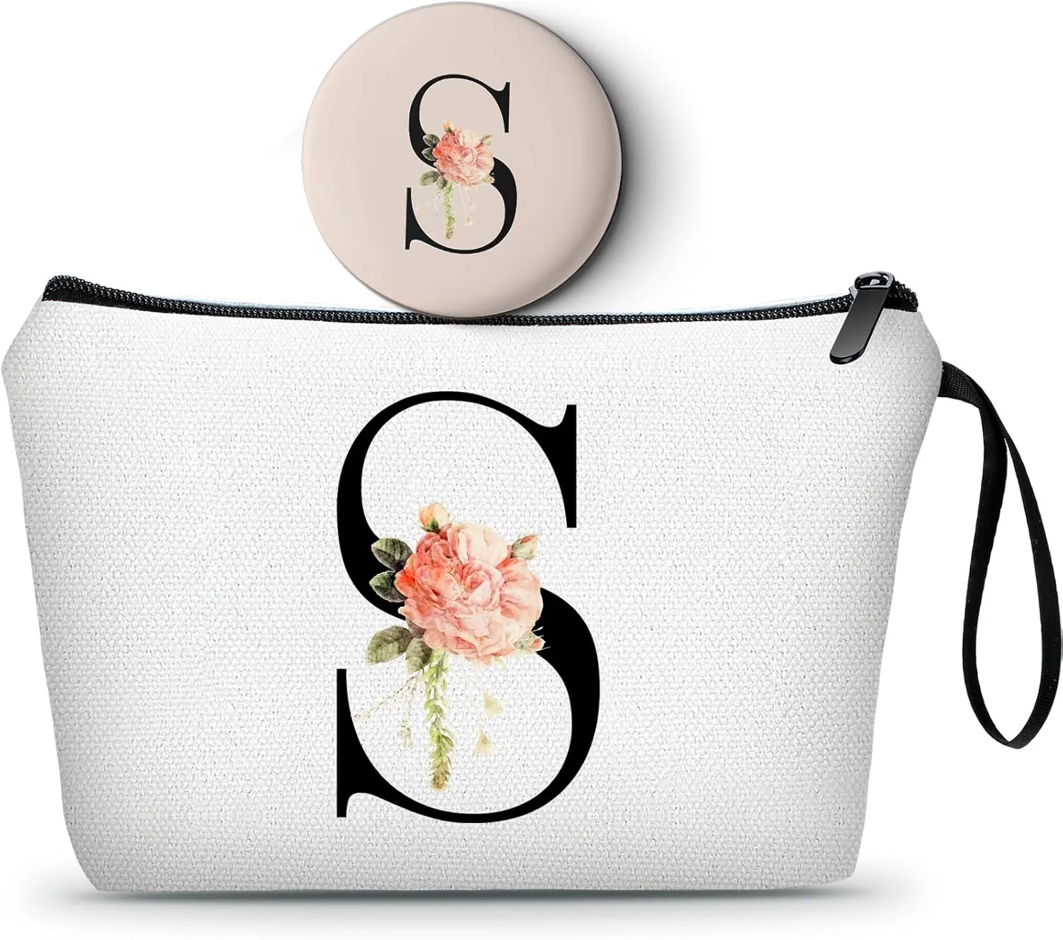 Friend Gifts for Women,Sister Birthday Gift Ideas,Womens Gifts,Gifts for Women Birthday Unique,Makeup Bag with Mirror,Makeup Bag for Purse,Personalized Gifts,Gifts for Mom,Christmas Gifts,Letter S