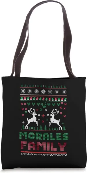 Funny matching ugly Christmas family name Morales Tote Bag