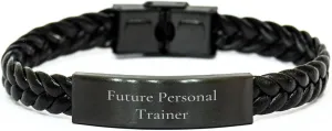 Funny Quote Personal Trainer Gifts from Friends, Unique Interlaced Leather Bracelet for Future Personal Trainers, Graduation Unique Gifts
