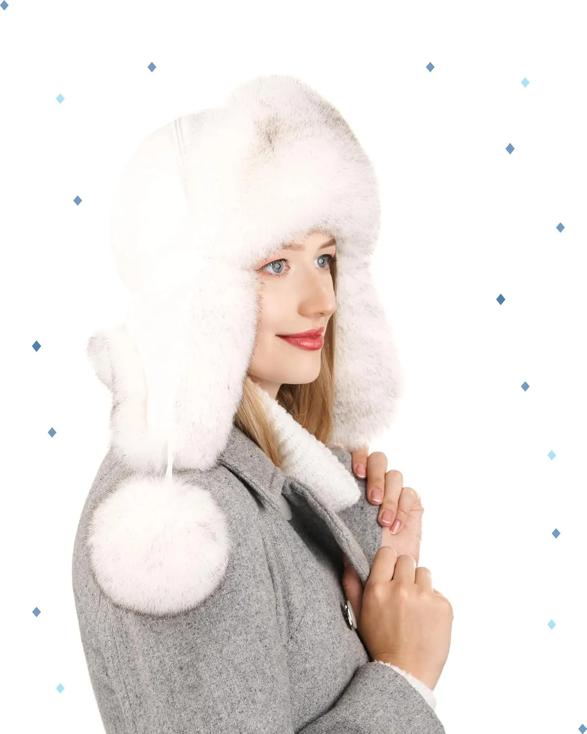 Futrzane Aviator Hat - Winter Trapper Hats for Women - Warm Russian Bomber Hat
