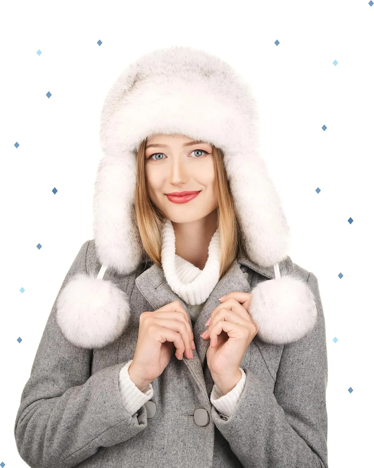 Futrzane Aviator Hat - Winter Trapper Hats for Women - Warm Russian Bomber Hat