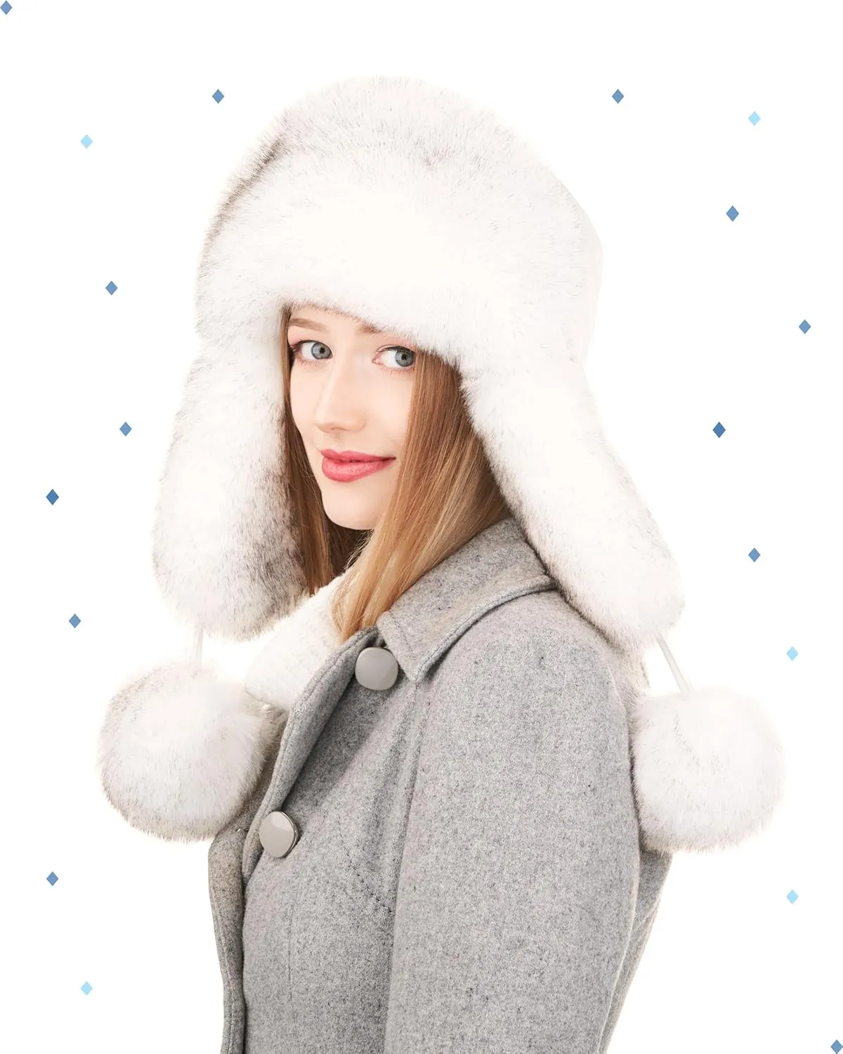 Futrzane Aviator Hat - Winter Trapper Hats for Women - Warm Russian Bomber Hat