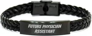 Future Physician Assistant Encouragement Interlaced Leather Bracelet, Gifts for Physician Assistants, Inspirational Christmas Unique Gifts from Family to Future Physician Assistant