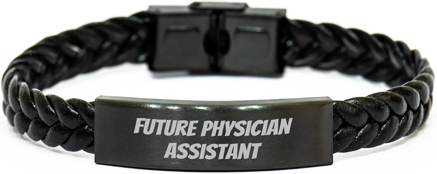 Future Physician Assistant Encouragement Interlaced Leather Bracelet, Gifts for Physician Assistants, Inspirational Christmas Unique Gifts from Family to Future Physician Assistant