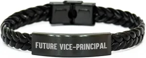 Future Vice-principal Vice-principal Gifts for Future Vice-principal Inspirational Vice-principal Quote Stainless Steel Interlaced Leather Friendship Gifts from Teacher to Future Vice-principal
