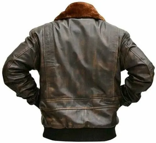 G-1 Force Aviator Flight A-2 Jacket Distressed Brown Genuine Bomber Leather Jacket