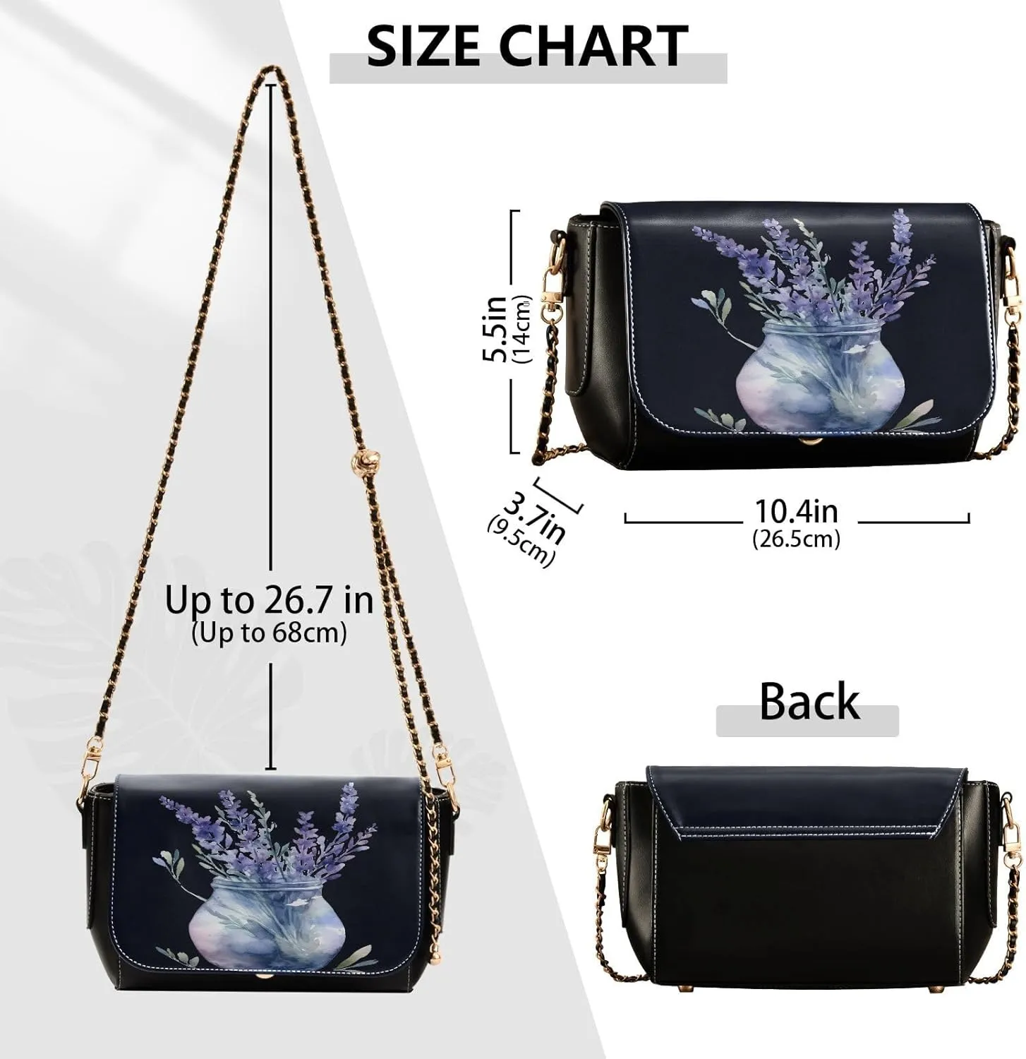 GAIGEO A Watercolor Purple Tulip Vase Leather Women Crossbody Bag, Womens Crossbody Purse with Flap, Shoulder Bag for Women