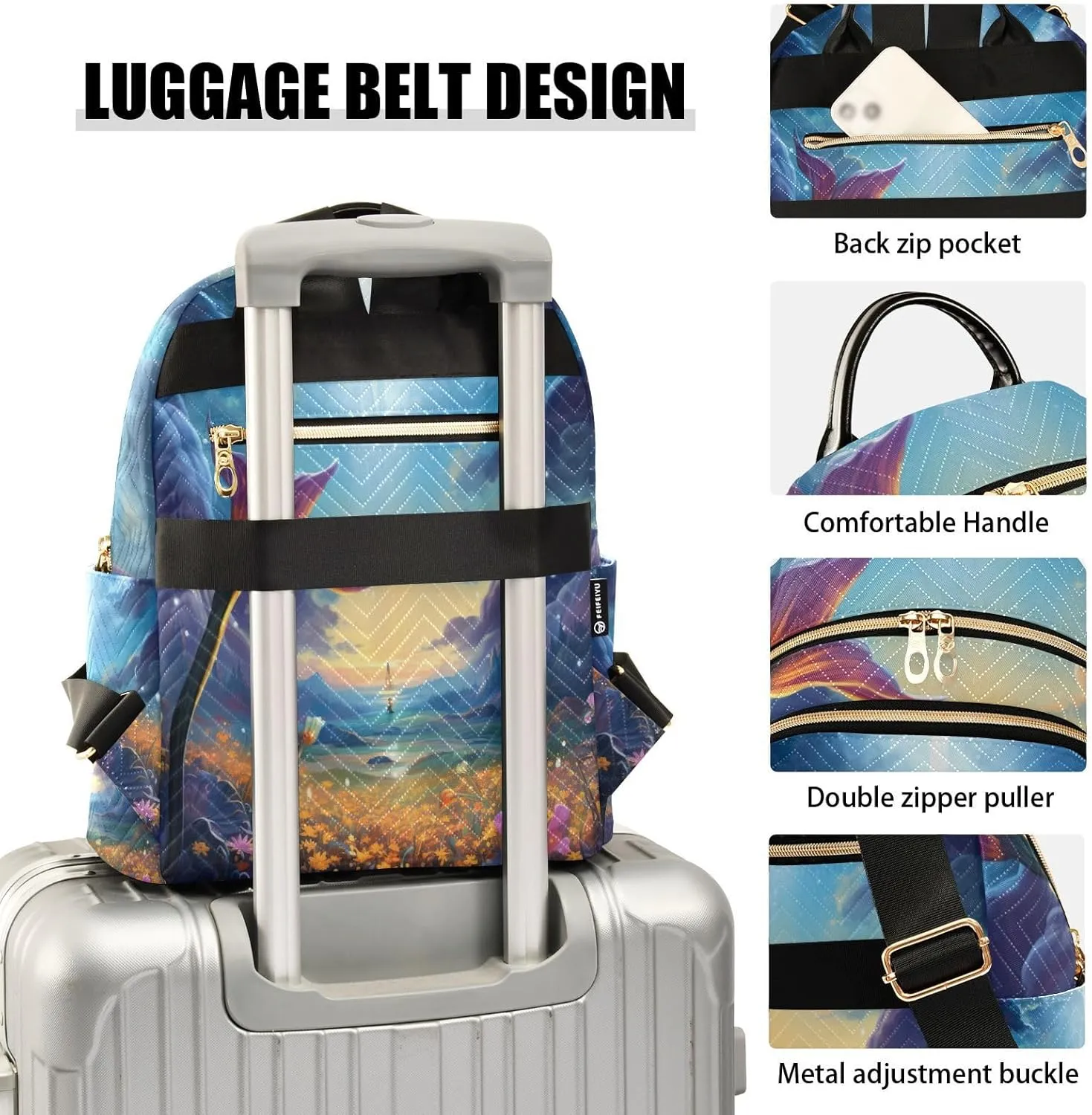 GAIGEO Fantasy World Flower Sea Womens Daily Backpack, Daily Backpack, Backpack for Work and Travel, S