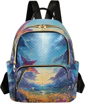 GAIGEO Fantasy World Flower Sea Womens Daily Backpack, Daily Backpack, Backpack for Work and Travel, S
