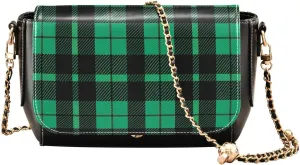 GAIGEO Green and Black Tartan Texture Pu Leather Crossbody Bag, Crossbody Bags for Women Leather
