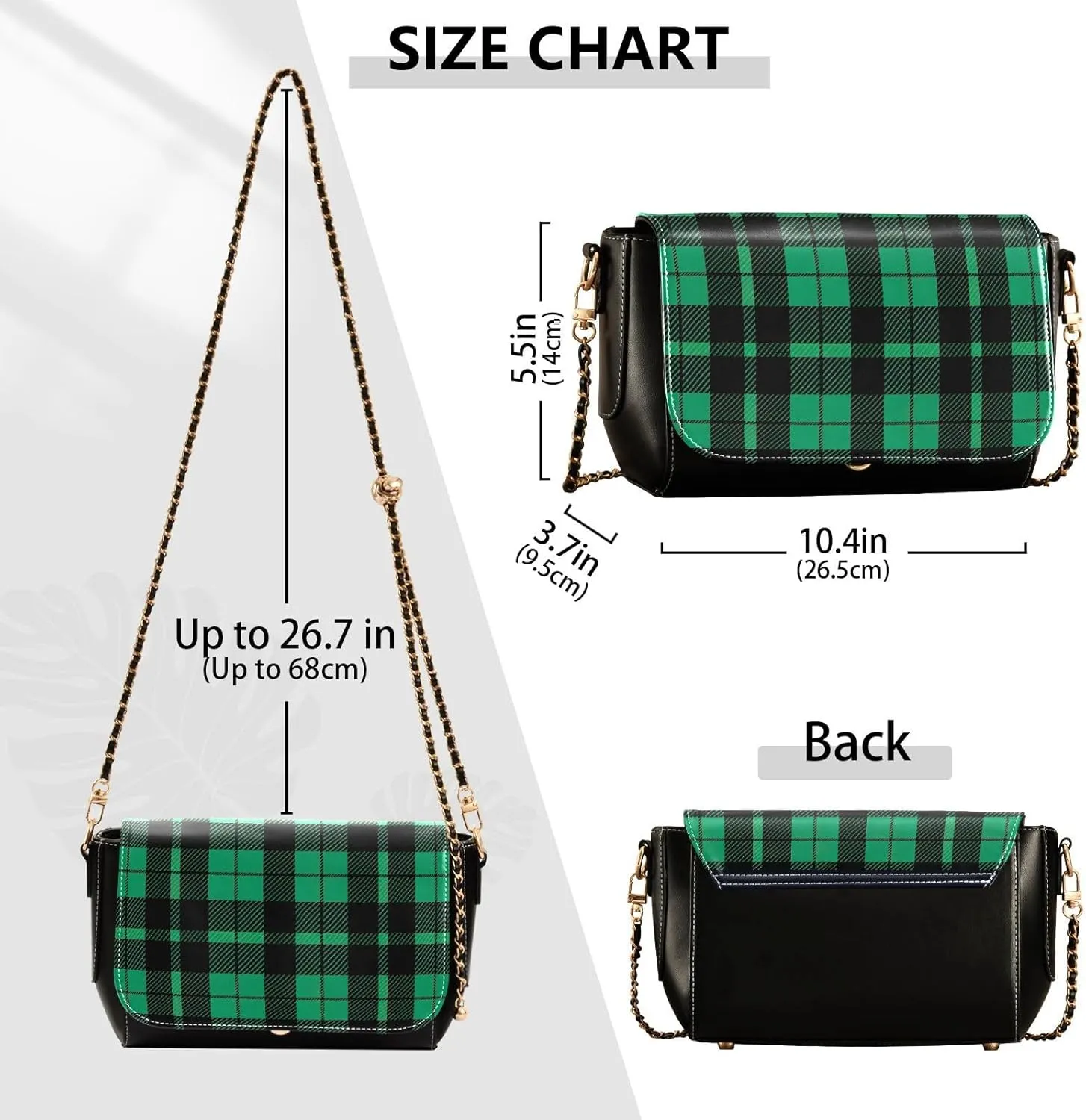 GAIGEO Green and Black Tartan Texture Pu Leather Crossbody Bag, Crossbody Bags for Women Leather