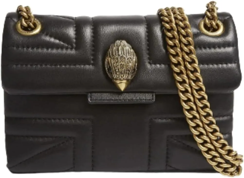 Geiger Women’s Mini Kensington Union Jack Quilted Leather Crossbody, Black