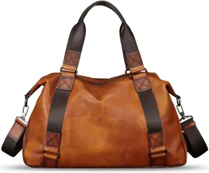 Genuine Leather Duffel Bags for Men and Women Purses Carry On Handbags Shoulder Bag for Traveling Sports