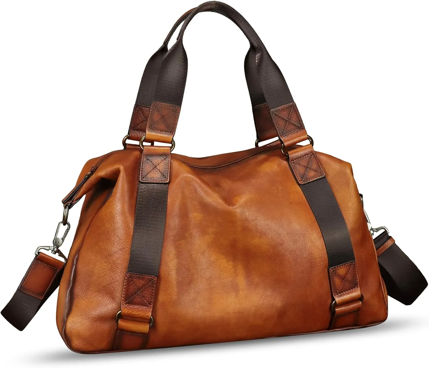 Genuine Leather Duffel Bags for Men and Women Purses Carry On Handbags Shoulder Bag for Traveling Sports