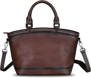 Genuine Leather Handbags for Women Satchel Top Handle Bags Handmade Vintage Crossbody Handbags Retro Tote Purse