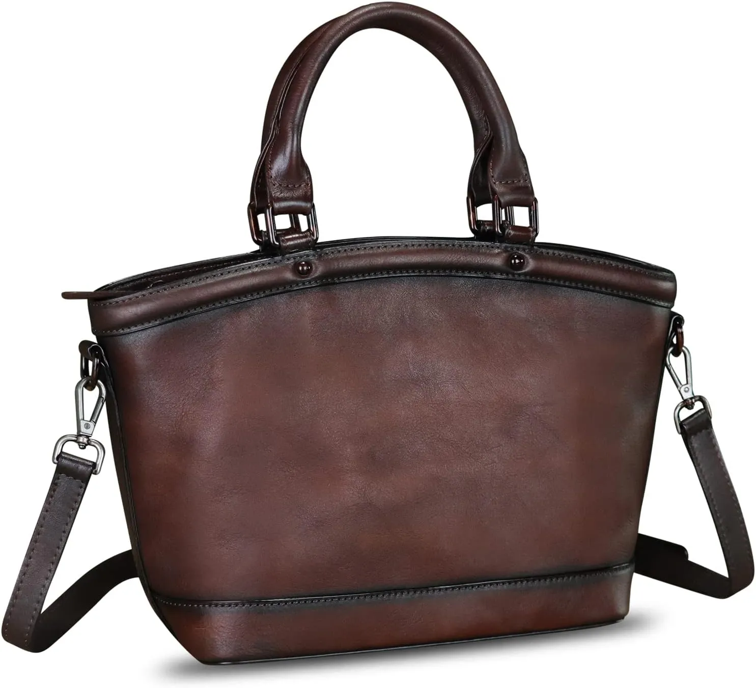 Genuine Leather Handbags for Women Satchel Top Handle Bags Handmade Vintage Crossbody Handbags Retro Tote Purse