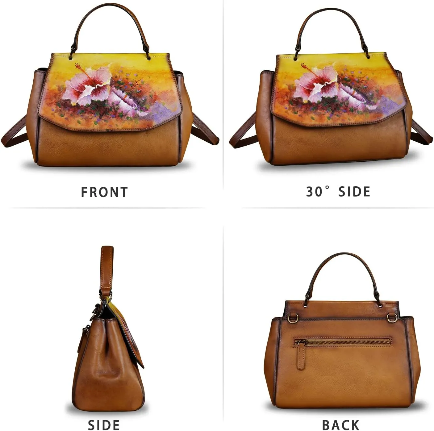 Genuine Leather Satchel for Women Crossbody Bags Handmade Vintage Top Handle Handbags Purse