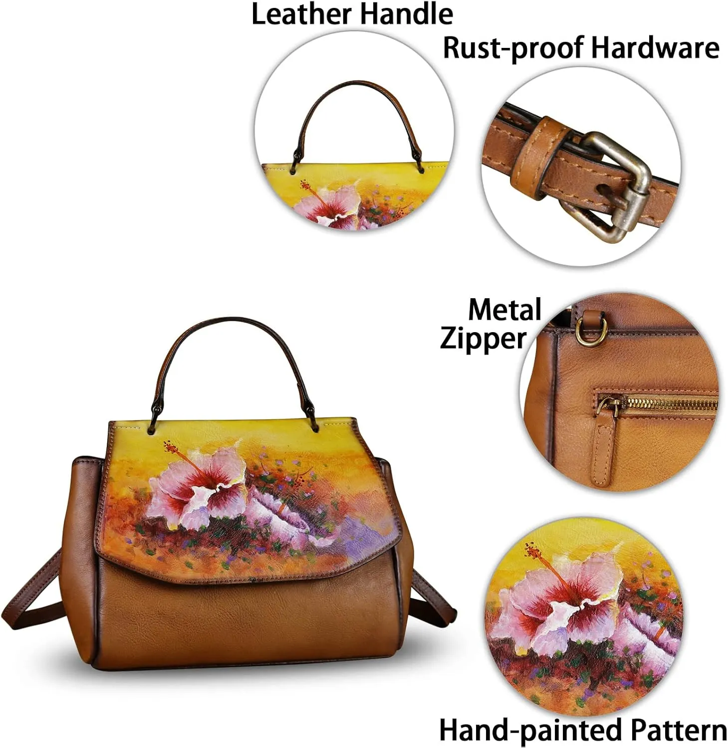 Genuine Leather Satchel for Women Crossbody Bags Handmade Vintage Top Handle Handbags Purse