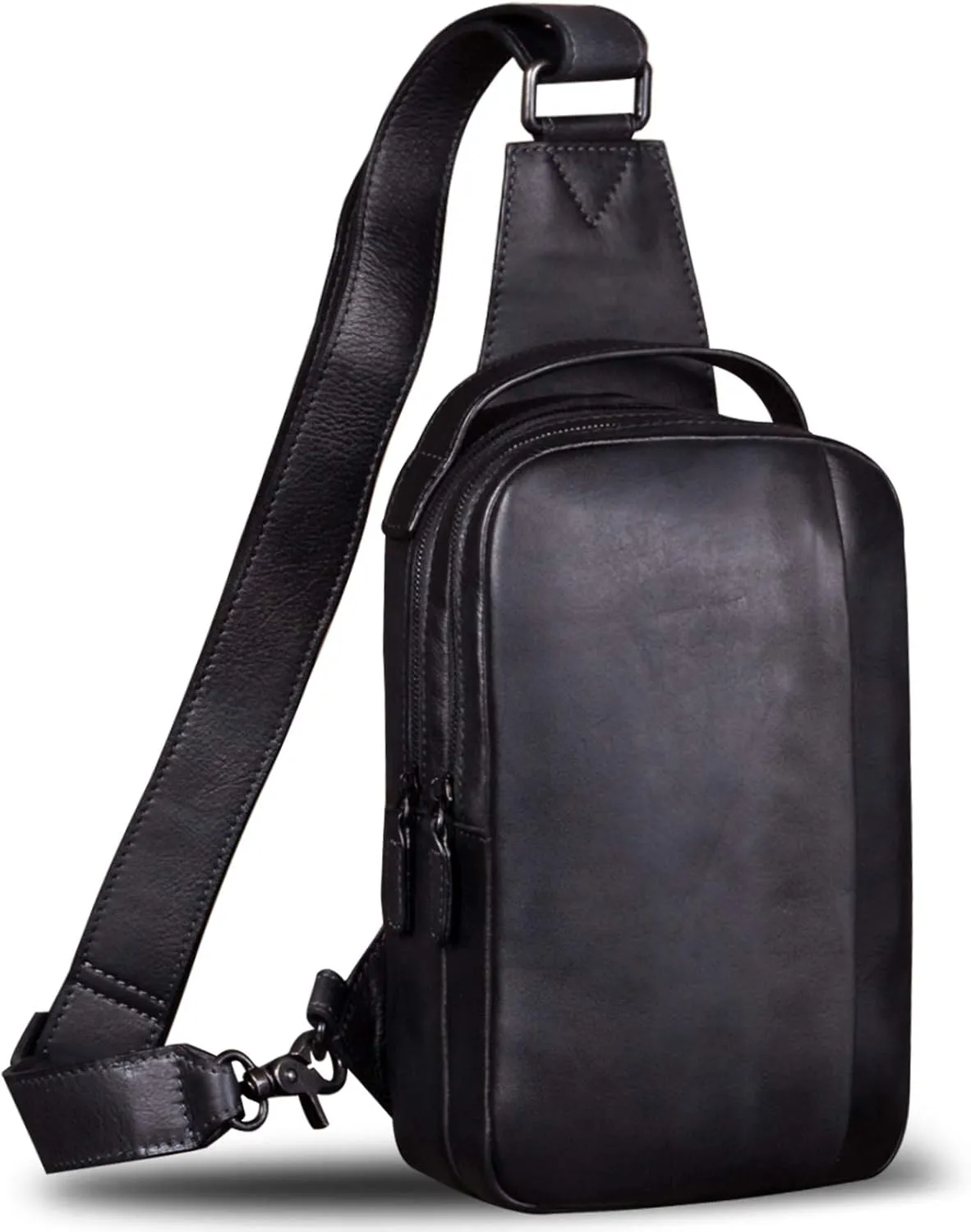 Genuine Leather Sling Bag for Men and Women Vintage Real Leather Sling Backpack Shoulder Crossbody Bag Chest Purse