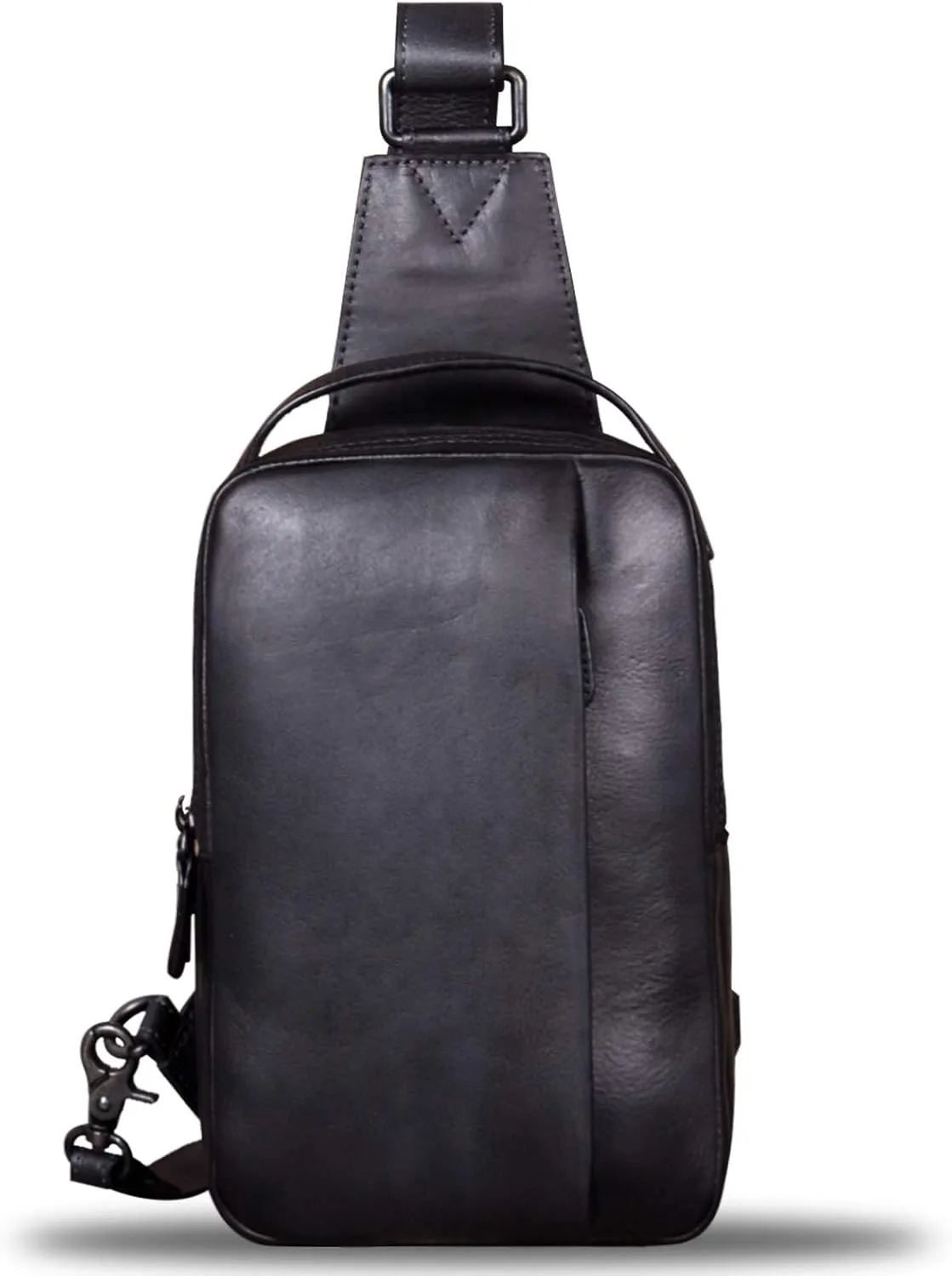 Genuine Leather Sling Bag for Men and Women Vintage Real Leather Sling Backpack Shoulder Crossbody Bag Chest Purse