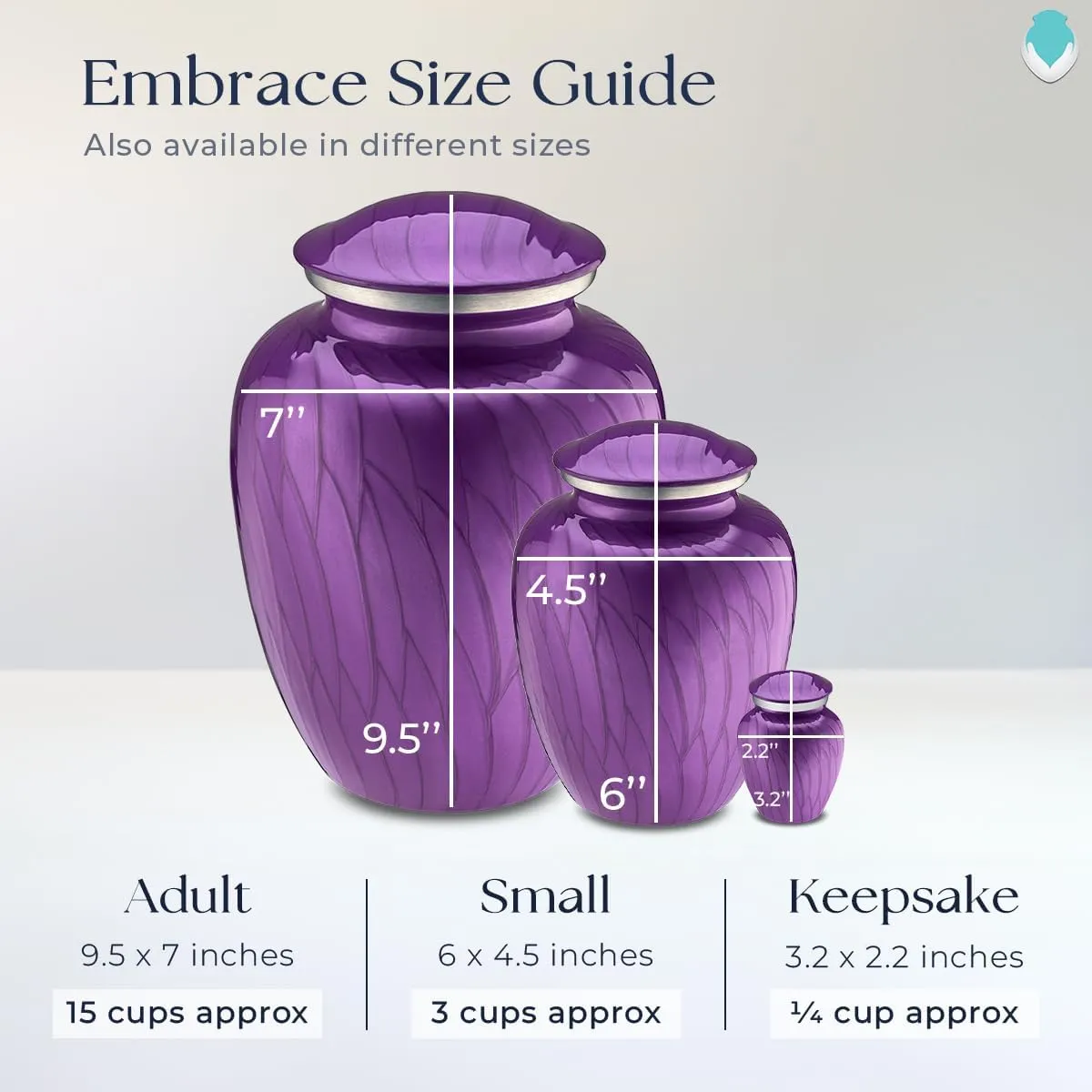 Geturns Embrace Small Personalized Picture Cremation Urns for Human Ashes I Pearl Purple Photo Funeral Urn for Men and Women I 44 lbs