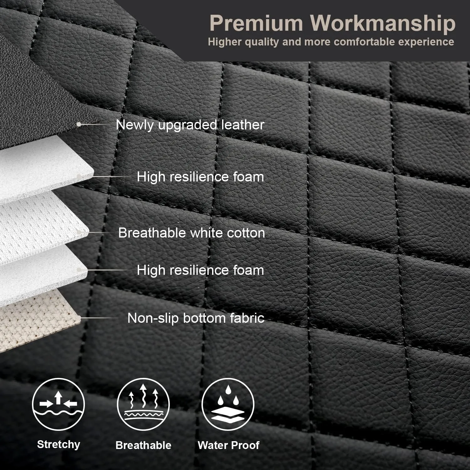 GIANT PANDA Custom Fit 2 Pack Front Car Seat Covers Fit for Toyota Corolla 2020 2021 2022 2023 2024 2025 Corolla Hybrid (LE,SE,XLE), Stretch Seat Covers for car, Leather Interior Accessories (Black)