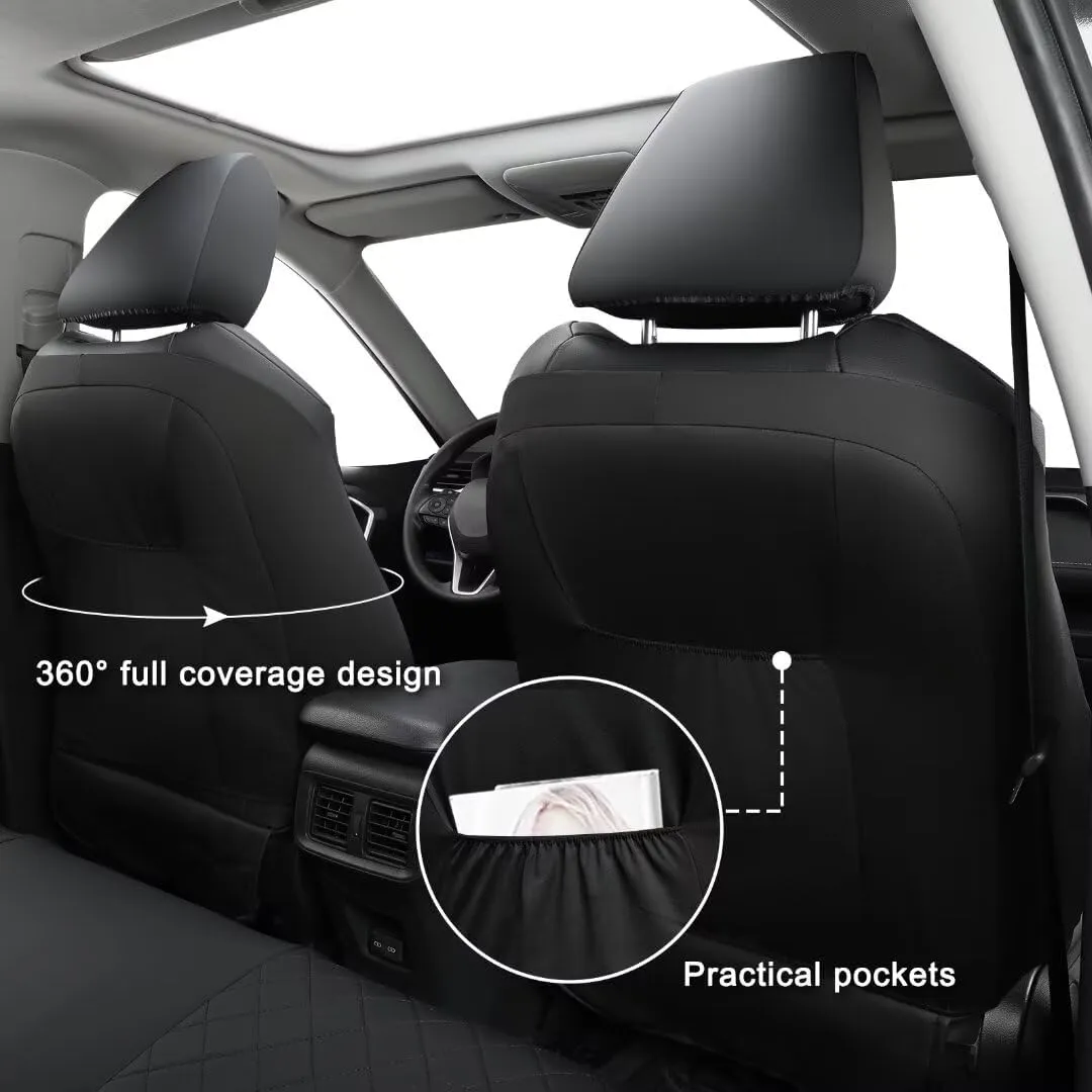 GIANT PANDA Custom Fit 2 Pack Front Car Seat Covers Fit for Toyota Corolla 2020 2021 2022 2023 2024 2025 Corolla Hybrid (LE,SE,XLE), Stretch Seat Covers for car, Leather Interior Accessories (Black)