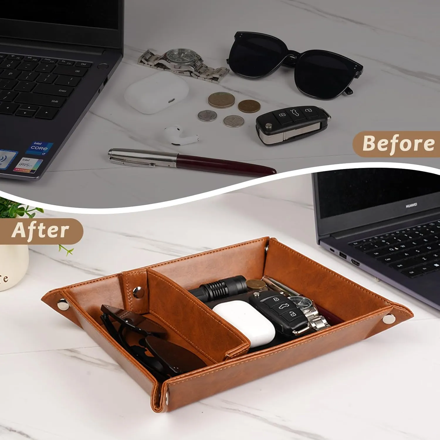 Gifts for Husband Him Christmas Xmas from Wife, Best Husband Ever PU Leather Valet Tray and Keychain, Husband Birthday Gift Ideas, Unique Cool Husband Presents Anniversary Valentines Day