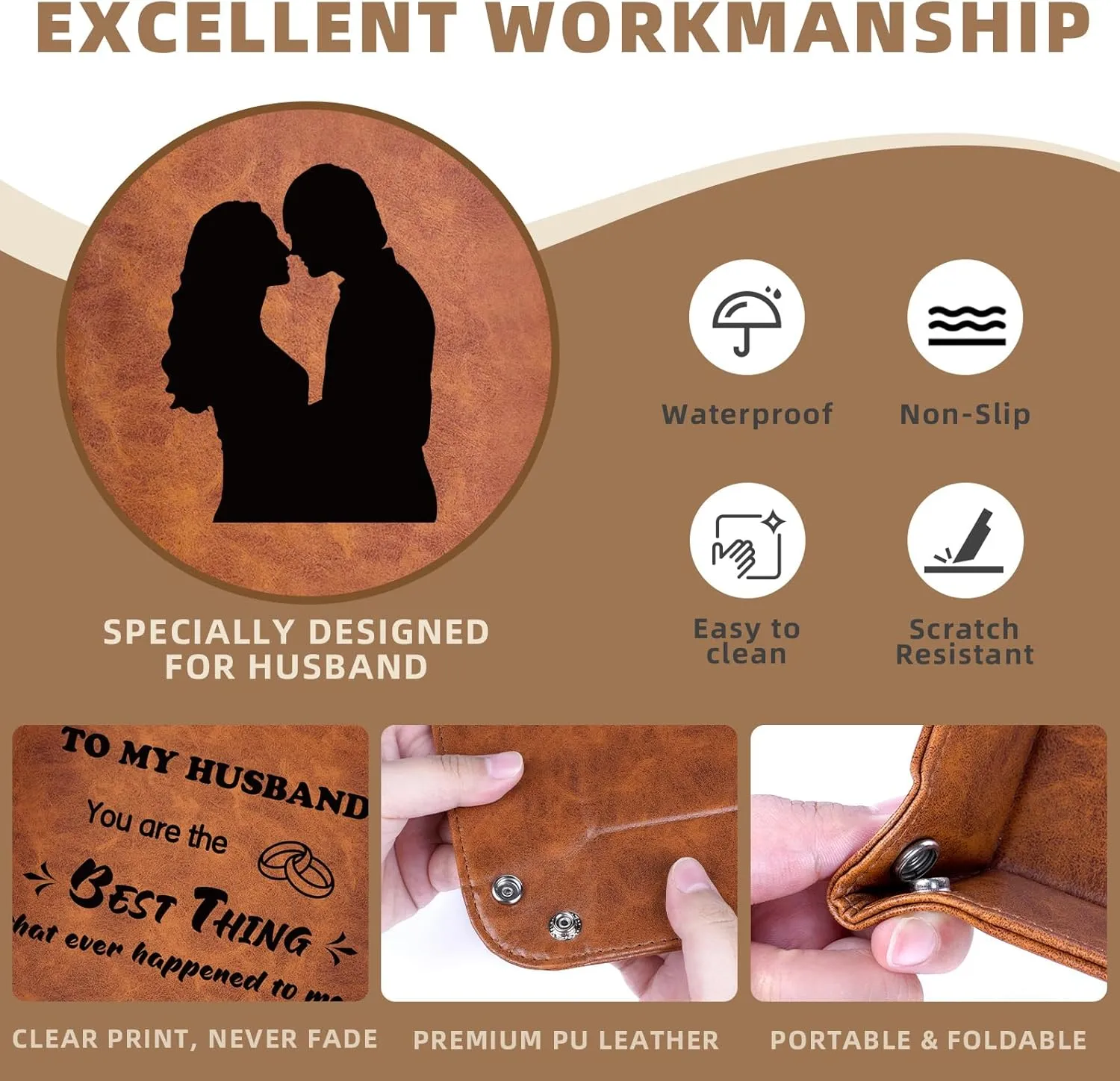 Gifts for Husband Him Christmas Xmas from Wife, Best Husband Ever PU Leather Valet Tray and Keychain, Husband Birthday Gift Ideas, Unique Cool Husband Presents Anniversary Valentines Day