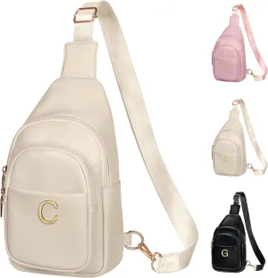 Gifts for Teen Girls Women, Initial Crossbody Sling Bag, Travel Purse for Girls, Cute Teen Girl Gifts Trendy Stuff