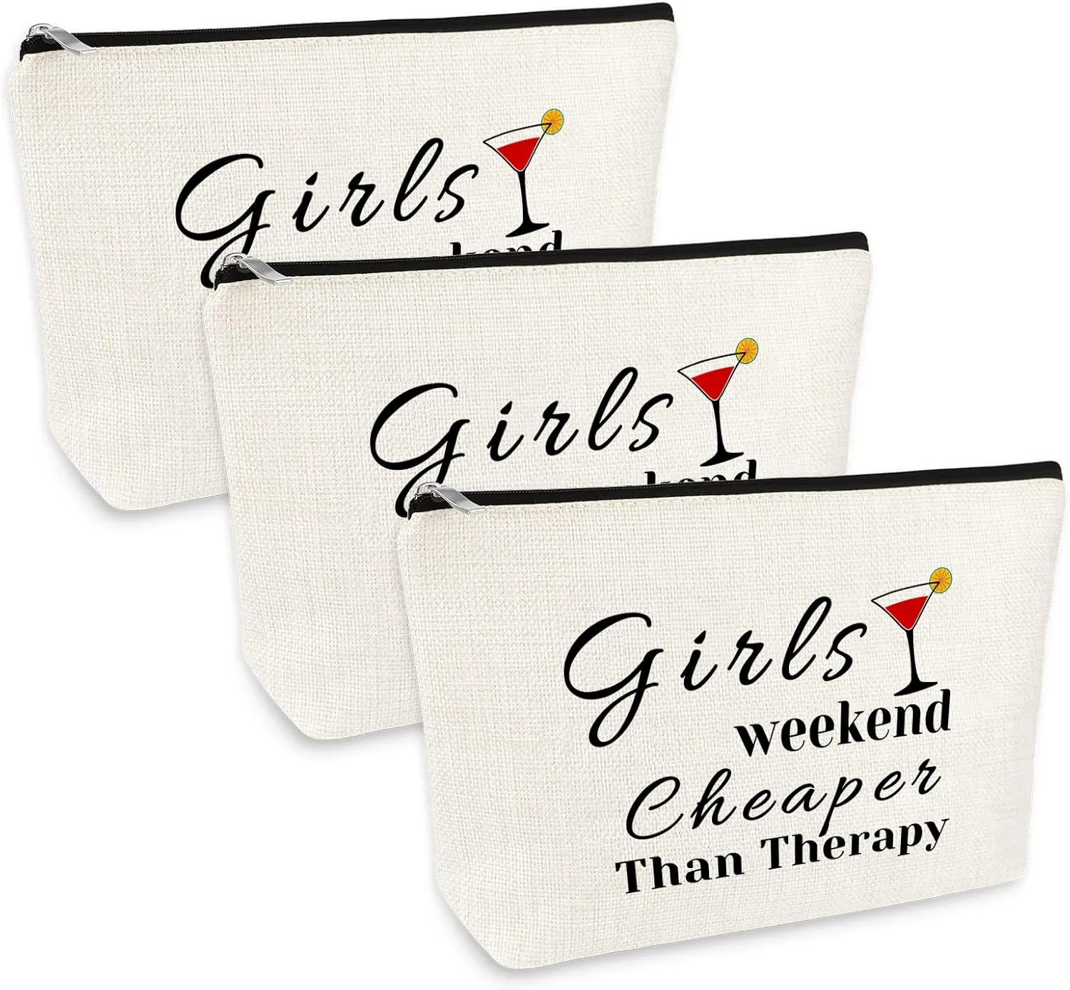 Girls Weekend Gift 3 Pcs Travel Makeup Bag Friendship Trip Gift for Her Best Friends Bestie Sister Cosmetic Bags Christmas Birthday Graduation Present for Women Girls Travel Zipper Toiletries Pouch