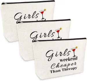 Girls Weekend Gift 3 Pcs Travel Makeup Bag Friendship Trip Gift for Her Best Friends Bestie Sister Cosmetic Bags Christmas Birthday Graduation Present for Women Girls Travel Zipper Toiletries Pouch