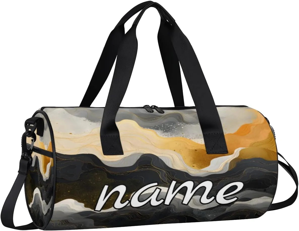 Gold Black Marble Personalized Dance Bags, Gold Black Marble Custom Sport Duffel Bag Travel Duffle Bag Overnight Weekender Bag