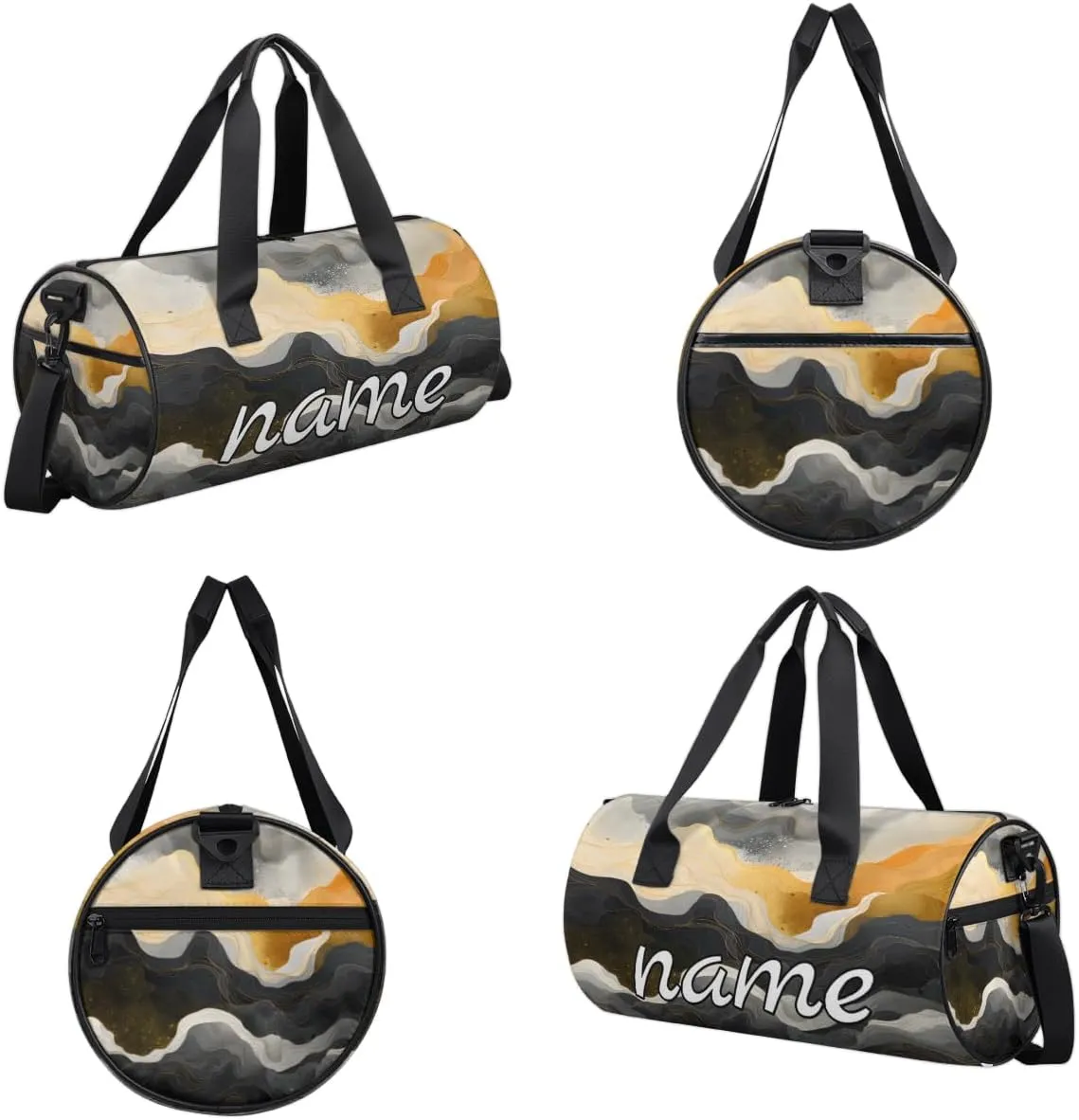 Gold Black Marble Personalized Dance Bags, Gold Black Marble Custom Sport Duffel Bag Travel Duffle Bag Overnight Weekender Bag