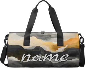 Gold Black Marble Personalized Dance Bags, Gold Black Marble Custom Sport Duffel Bag Travel Duffle Bag Overnight Weekender Bag
